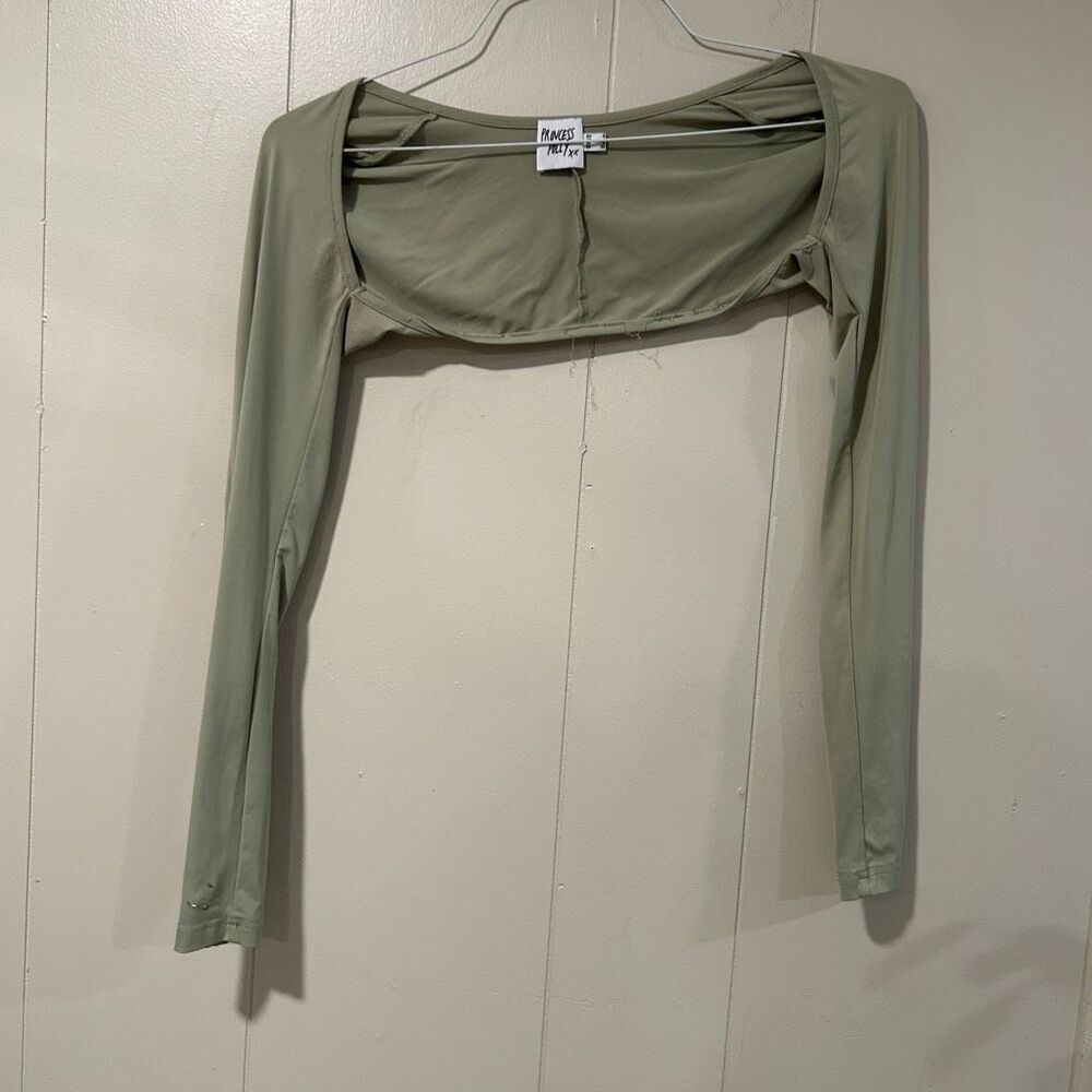 Princess Polly Sage Green Long Sleeve Shrug Bolero Top Size 0 (Flaw)